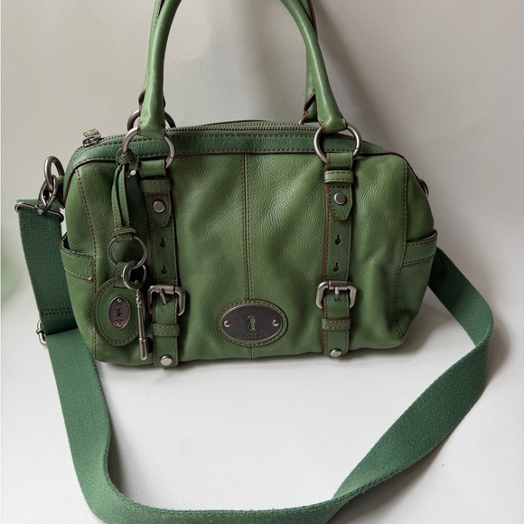 Fossil Handbags - Fossil Maddox Green Leather Satchel Bag Rare